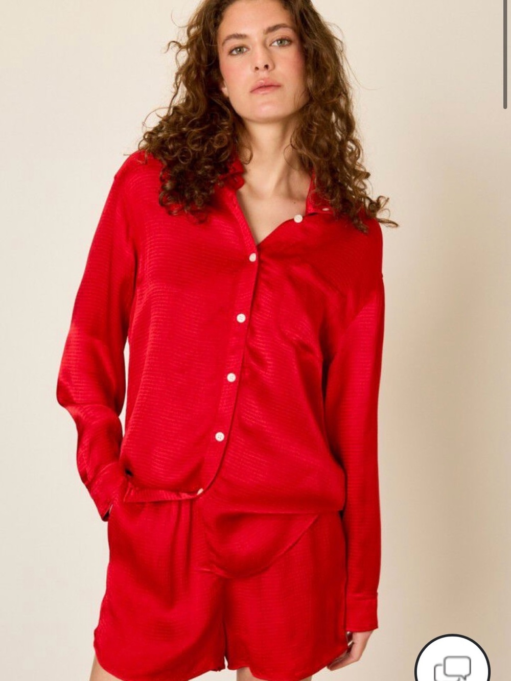 American Vintage Red Button-Down Satin Shirt